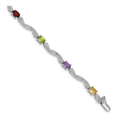 Sterling Silver Amethyst & Swiss Blue Topaz Multi-Colored Bracelet