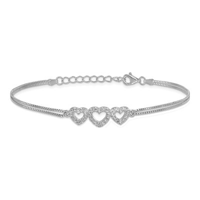 Sterling Silver Open Hearts Box Chain Bracelet – view 4