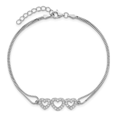 Sterling Silver Open Hearts Box Chain Bracelet – view 5
