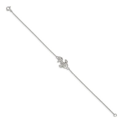 Sterling Silver CZ Anchor Charm Bracelet – view 3