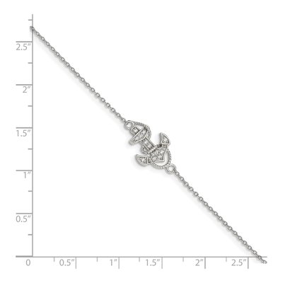 Sterling Silver CZ Anchor Charm Bracelet – view 4