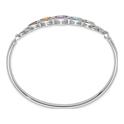 Sterling Silver Amethyst & Swiss Blue Topaz Multi Bangle Bracelet – view 3