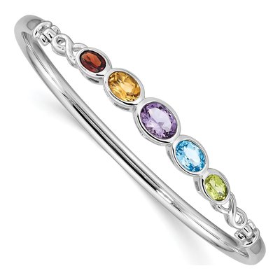 Sterling Silver Amethyst & Swiss Blue Topaz Multi Bangle Bracelet