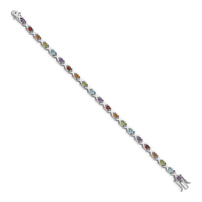 Sterling Silver Amethyst & Swiss Blue Topaz Multi-Gemstone Bracelet – view 2