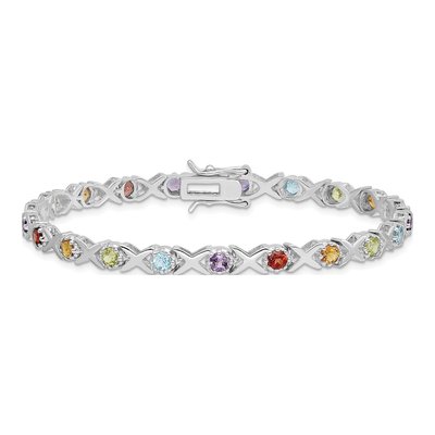Sterling Silver Amethyst & Swiss Blue Topaz Multi-Gemstone Bracelet – view 3