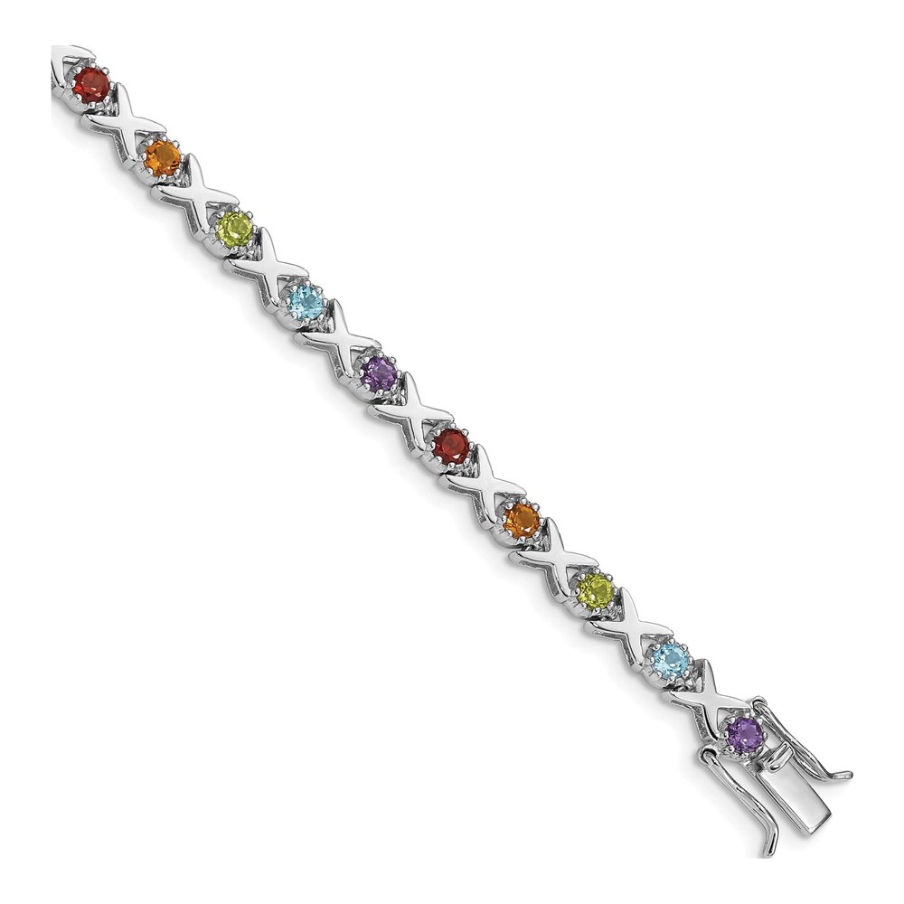 Sterling Silver Amethyst & Swiss Blue Topaz Multi-Gemstone Bracelet