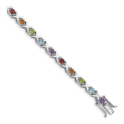Sterling Silver Amethyst & Swiss Blue Topaz Multi-Gemstone Bracelet