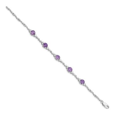 Sterling Silver Amethyst & Diamond Tennis Bracelet – view 2