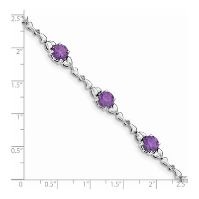 Sterling Silver Amethyst & Diamond Tennis Bracelet – view 3