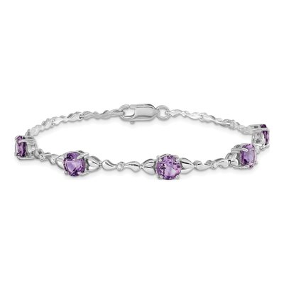 Sterling Silver Amethyst & Diamond Tennis Bracelet – view 4