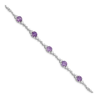 Sterling Silver Amethyst & Diamond Tennis Bracelet