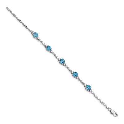 Sterling Silver Swiss Blue Topaz & Diamond Lt Bracelet – view 2