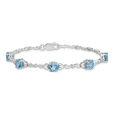 Sterling Silver Swiss Blue Topaz & Diamond Lt Bracelet – view 3