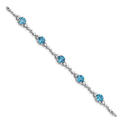 Sterling Silver Swiss Blue Topaz & Diamond Lt Bracelet