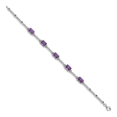 Sterling Silver 1/20 ct tw Amethyst & Diamond Tennis Bracelet – view 2