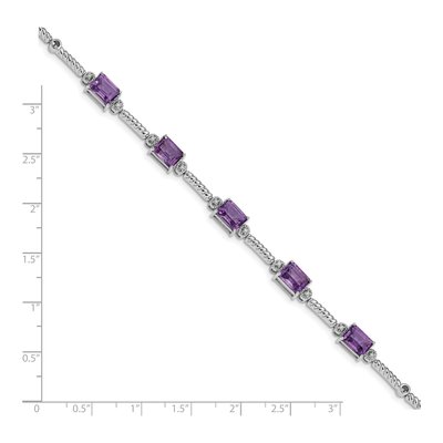 Sterling Silver 1/20 ct tw Amethyst & Diamond Tennis Bracelet – view 4