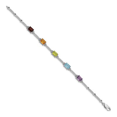 Sterling Silver 1/20 ct tw Amethyst & Citrine Multi Tennis Bracelet – view 2