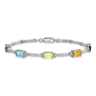 Sterling Silver 1/20 ct tw Amethyst & Citrine Multi Tennis Bracelet – view 3