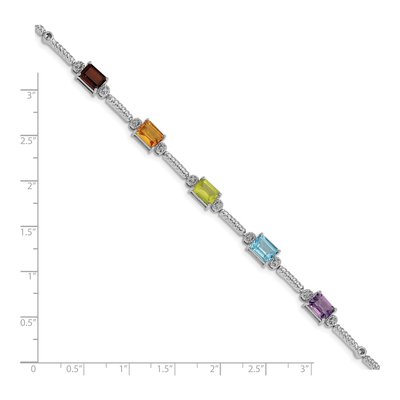 Sterling Silver 1/20 ct tw Amethyst & Citrine Multi Tennis Bracelet – view 4