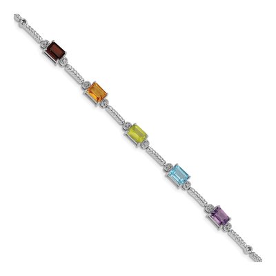 Sterling Silver 1/20 ct tw Amethyst & Citrine Multi Tennis Bracelet