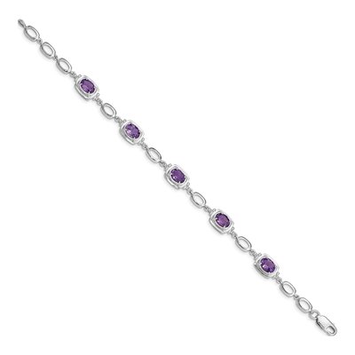 Sterling Silver Amethyst Link Bracelet – view 2