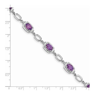 Sterling Silver Amethyst Link Bracelet – view 3
