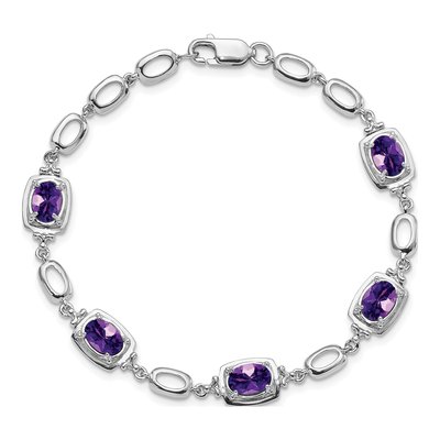 Sterling Silver Amethyst Link Bracelet – view 5