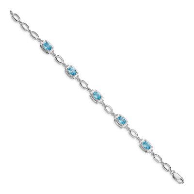 Sterling Silver Swiss Blue Topaz Link Bracelet – view 2