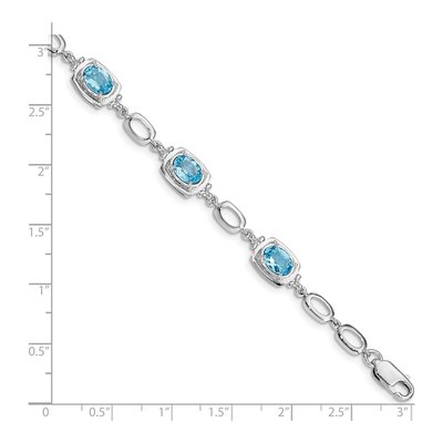 Sterling Silver Swiss Blue Topaz Link Bracelet – view 4