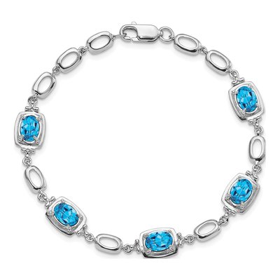 Sterling Silver Swiss Blue Topaz Link Bracelet – view 5
