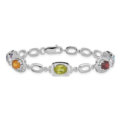 Sterling Silver Amethyst & Citrine Multi Link Bracelet – view 3