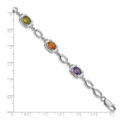 Sterling Silver Amethyst & Citrine Multi Link Bracelet – view 4