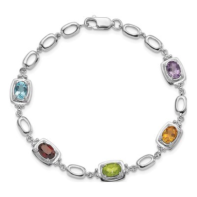 Sterling Silver Amethyst & Citrine Multi Link Bracelet – view 5