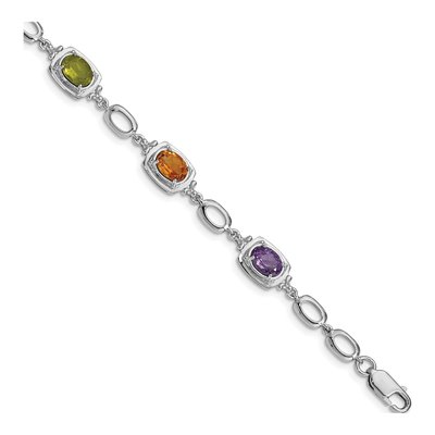 Sterling Silver Amethyst & Citrine Multi Link Bracelet