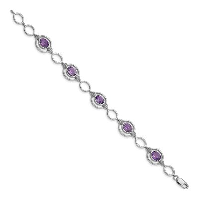 Sterling Silver Amethyst Open Link Bracelet – view 2