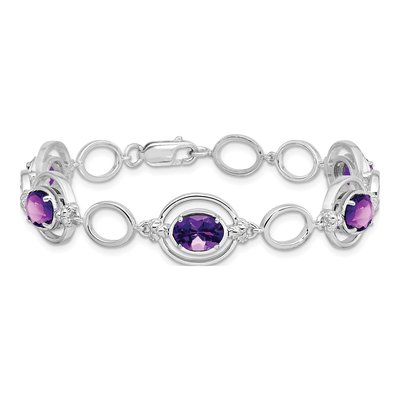 Sterling Silver Amethyst Open Link Bracelet – view 3