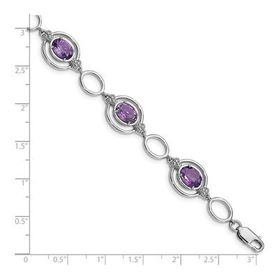 Sterling Silver Amethyst Open Link Bracelet – view 4