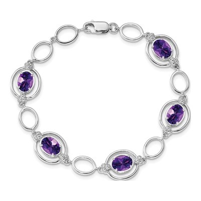 Sterling Silver Amethyst Open Link Bracelet – view 5