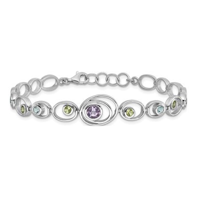 Sterling Silver Amethyst & Peridot Bracelet – view 3