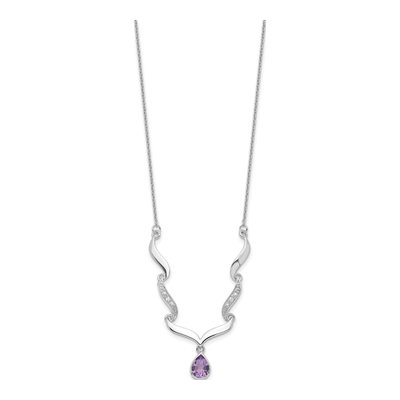 Sterling Silver Amethyst & White Topaz Necklac Necklace – view 3