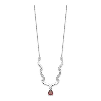 Sterling Silver Garnet & White Topaz Necklace – view 3