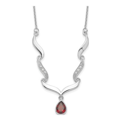 Sterling Silver Garnet & White Topaz Necklace