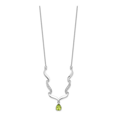 Sterling Silver Peridot & White Topaz RH Necklace – view 3