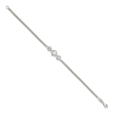 Sterling Silver CZ 3-Stone Bracelet – view 3