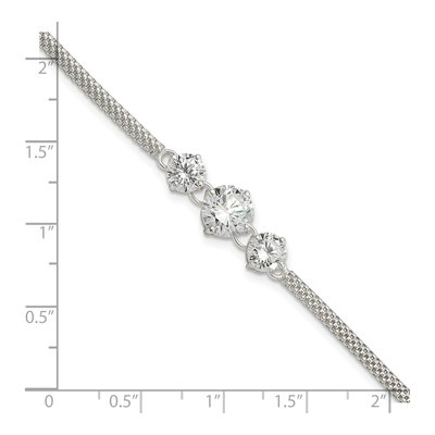 Sterling Silver CZ 3-Stone Bracelet – view 4