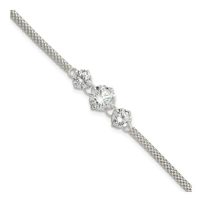 Sterling Silver CZ 3-Stone Bracelet