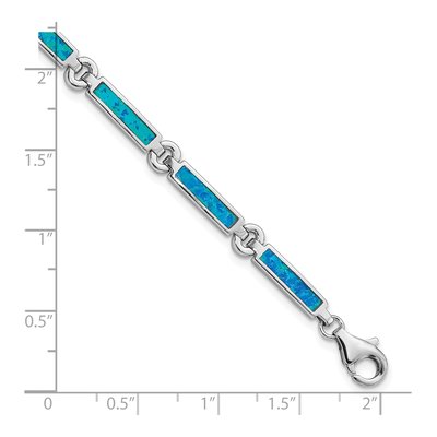 Sterling Silver Lab-Created Opal Bar Bracelet – view 5