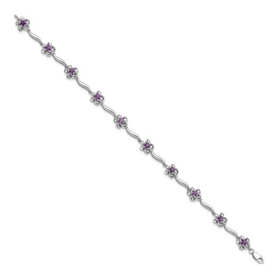 Sterling Silver Amethyst Floral Bracelet – view 2