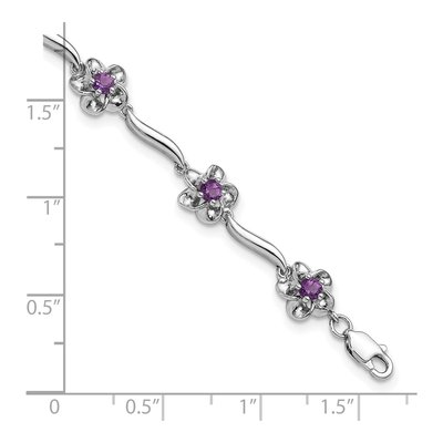 Sterling Silver Amethyst Floral Bracelet – view 3