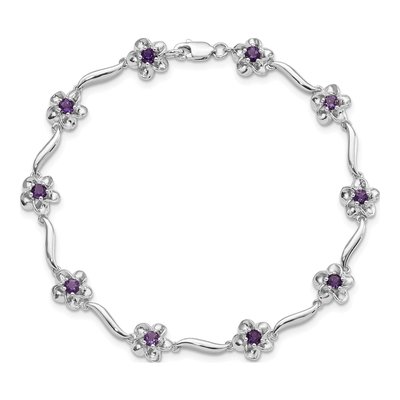 Sterling Silver Amethyst Floral Bracelet – view 4
